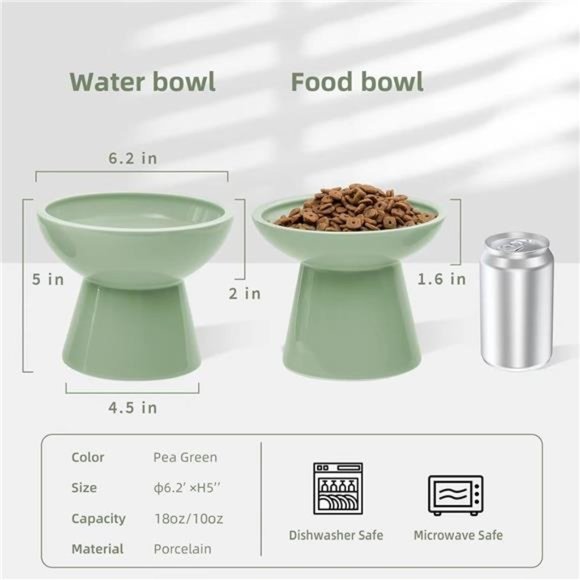 2 Extra Wide Elevated Cat Food Bowl, Ceramic Cat Bowls for Food and Water, Wide - Picture 3 of 6
